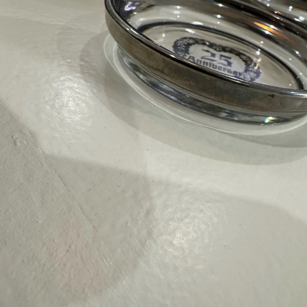 Vintage Kimiko Silver 25th Anniversary Bar Ware Set 4‎ Coasters